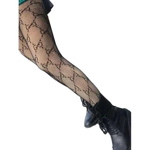 QILINXUAN Sexy Double G Letter Fishnet Stockings, Tight Thin Sexy Transparent Mesh Tights Waist B... | Walmart (US)