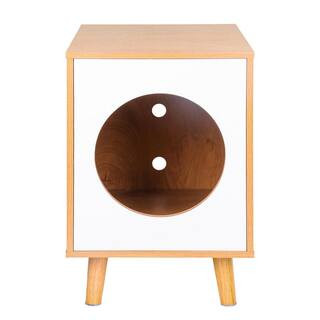 Oak Wooden Cat House End Table Cat Condo Bed Side Table CAGEJHERU0372 - The Home Depot | The Home Depot