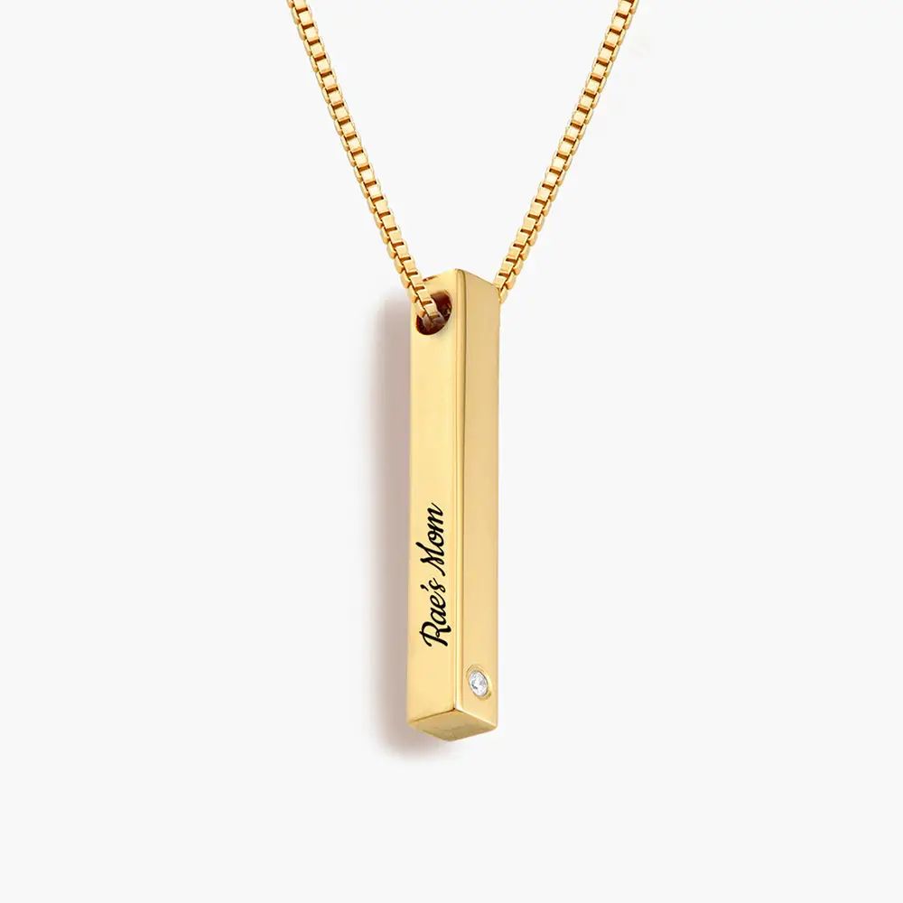 Pillar Bar Necklace with Diamond - 18k Gold Vermeil | Oak & Luna (US)