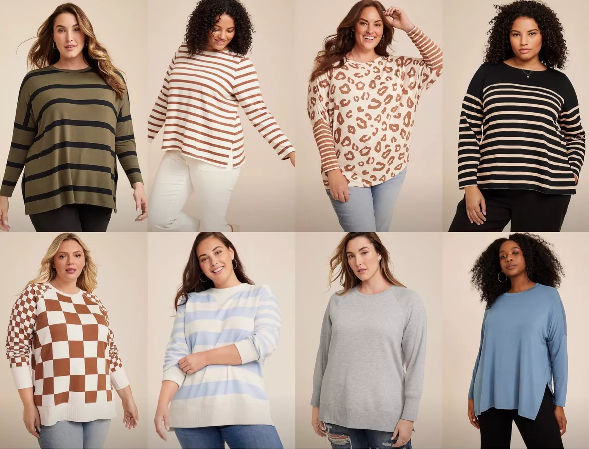 plus size 24/7 solid long sleeve layering tee