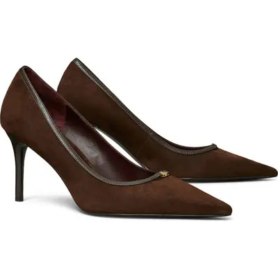Tory Burch Double T Buckle Pointed Toe Pump in Desert Mist /Light Cream at Nordstrom, Size 8.5 | Nordstrom