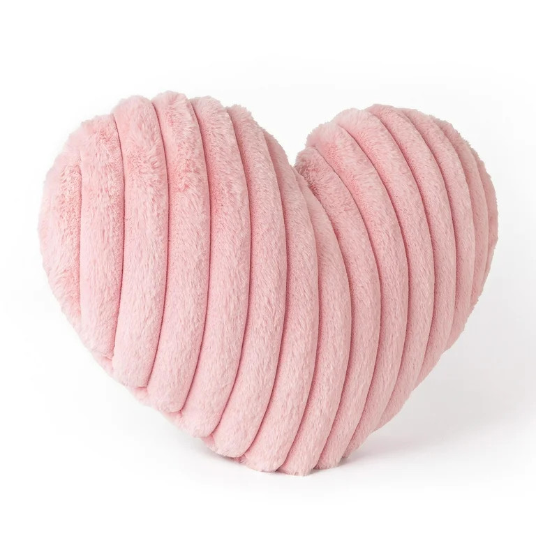 Sunlit Heart Shaped Pillow, 20 Inches Heart Decorative Throw Pillows, Faux Fur Love Pillows Cute ... | Walmart (US)