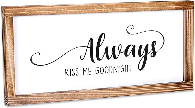 Always Kiss Me Goodnight Wall Sign 8x17 Inch, Kiss Me Goodnight Sign for Bedroom Wall Decor, Love... | Amazon (US)