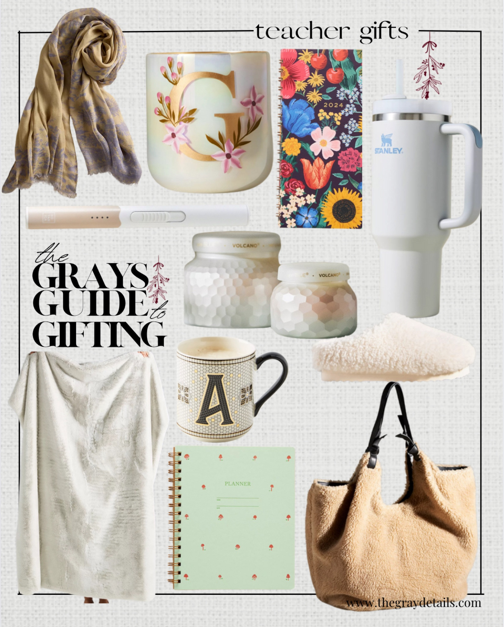 Teachers gift guide 

Gifts for teacher, Stanley cup, Sherpa tote bag, planner, throw, blanket, scarf, candle, gifts for her 