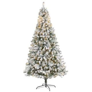 8ft. Pre-Lit Flocked Rock Springs Spruce Artificial Christmas Tree with Clear LED Lights | Michaels Stores