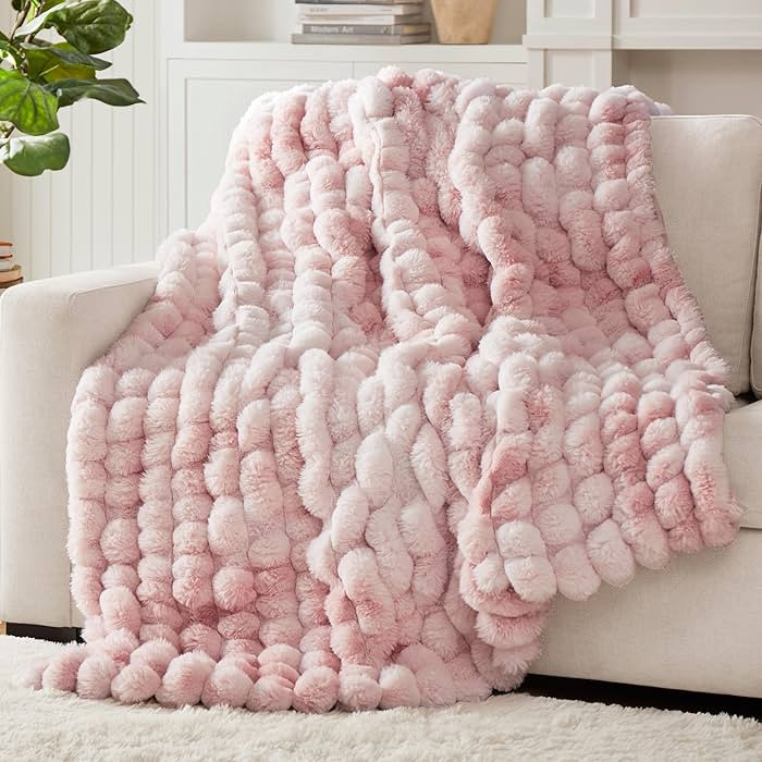 Hyde Lane Soft Faux Rabbit Fur Throw Blanket, Cute Plush Fuzzy Blanket for Sofa Couch, Cozy Thick... | Amazon (US)