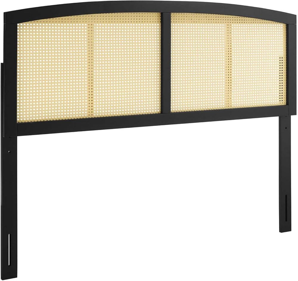 Modway Halcyon Cane Woven Rattan Full Headboard in Black | Amazon (US)