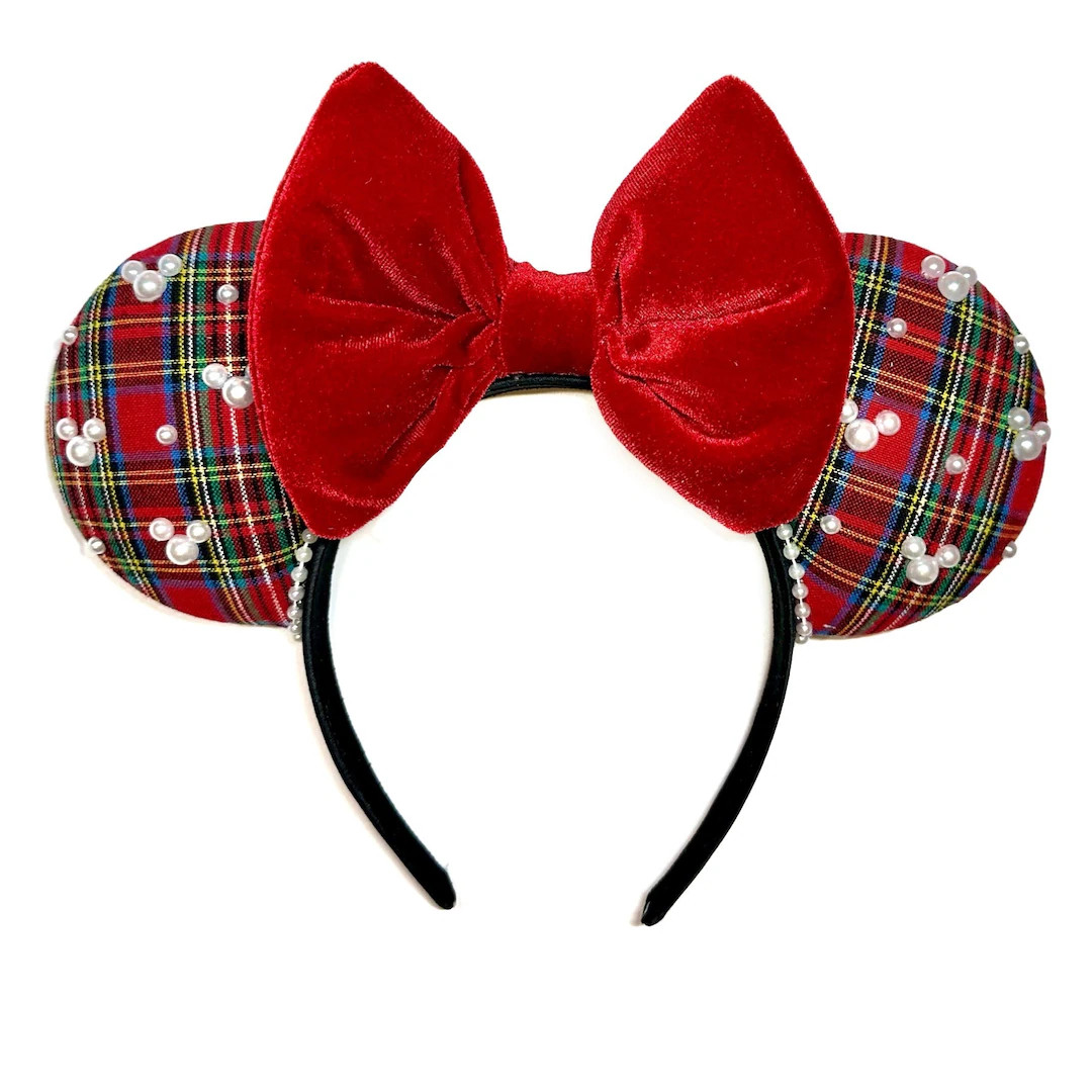 Holiday Plaids & Pearls Mouse Headband | Etsy (US)