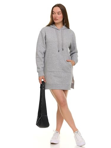 Hoodie Dress for Women – Trendy Pullover Long Fleece Oversized Sweatshirt Dresses for Women 2025 with Pockets, Split Hem Grey | Amazon (US)