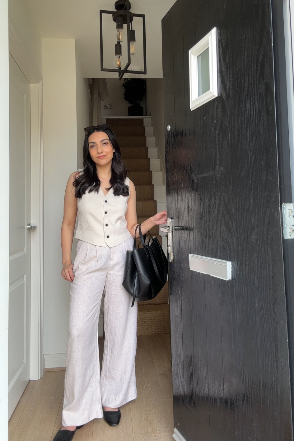 Spring outfit, summer outfit, holiday outfit, casual outfit, linen waistcoat, linen trousers, h&m, abercrombie, polene bag, cyme bag, black mules 

#LTKSeasonal #LTKeurope #LTKstyletip