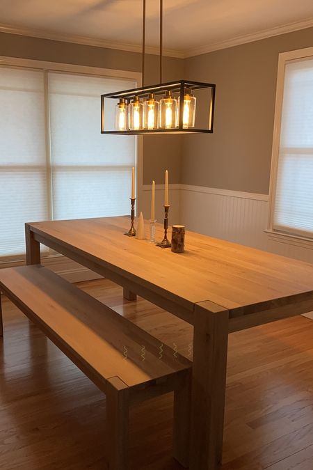 Just got in our dining room table and bench and I am OBSESSED!! 
90” table and 76” bench in the color “natural”  

#LTKHoliday #LTKhome #LTKstyletip