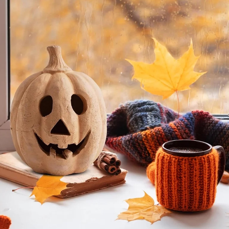 Fall Decor - Halloween Pumpkin Decorations Resin Pumpkin Jack O' Lantern with Flameless Candle - ... | Walmart (US)
