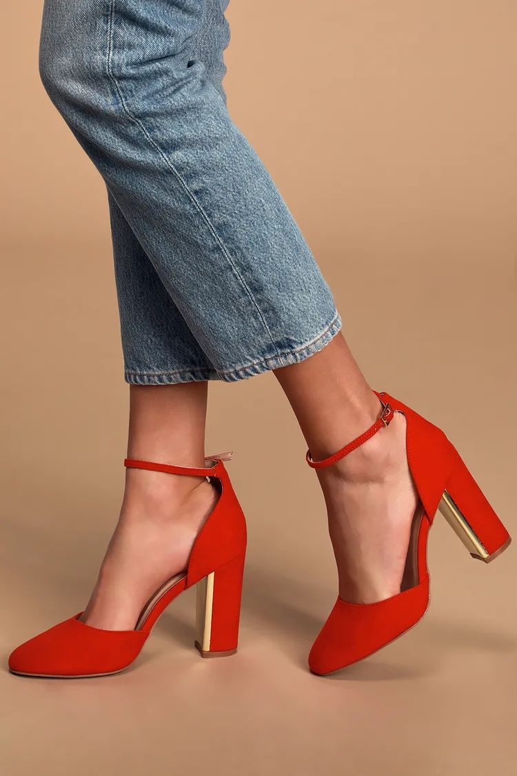 Laura Red Suede Ankle Strap Heels | Lulus (US)