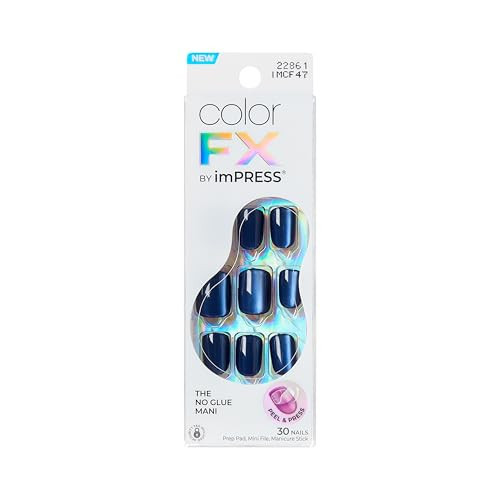 Kiss Impress No Glue Mani Press On Nails, ColorFX, 'Velvet Romance', Purple, Short Size, Squoval Shape, Includes 30 Nails, Prep Pad, Instructions Sheet, 1 Manicure Stick, 1 Mini File | Amazon (US)