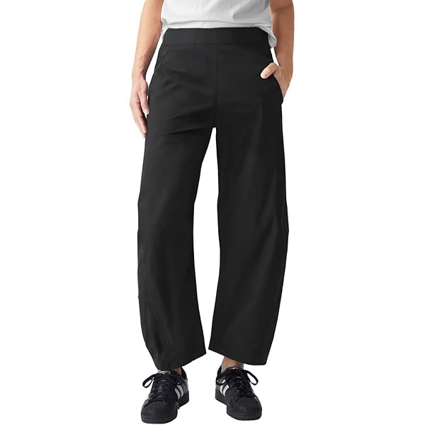 SeeLuNa Women Barrel Travel Pants Elastic Waistband Tapered Leg Baggy Mid Rise Work Trousers Loun... | Amazon (US)