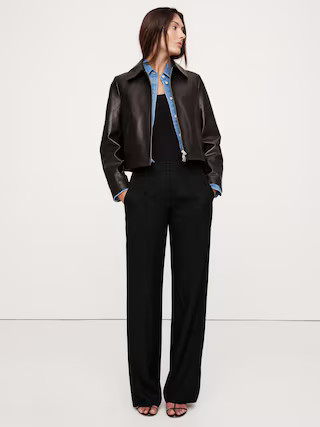 Mid-Rise Wide-Leg Drapey Twill Pant | Banana Republic (US)