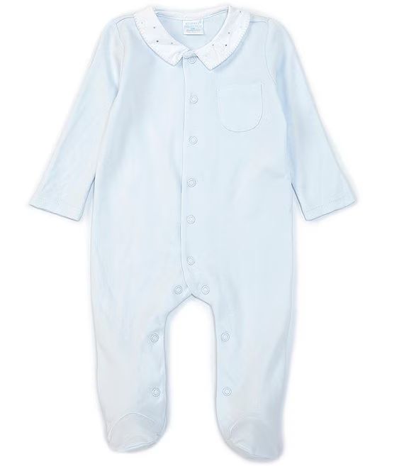 Baby Boys Newborn-6 Months Long-Sleeve Embroidered-Collar Footed Coverall | Dillards