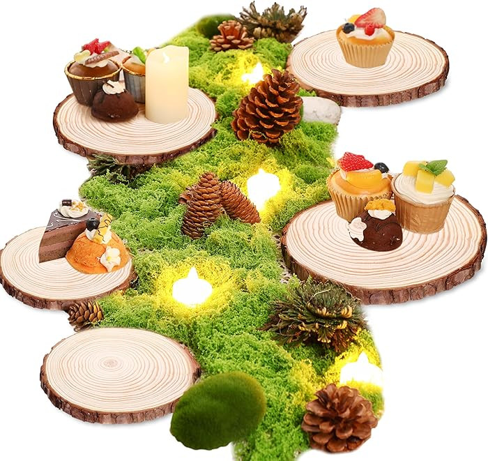 Nuanchu 4 Pcs 7-8'' Wood Centerpieces Decoration for Table Round Wood Slices for Centerpieces Unf... | Amazon (US)