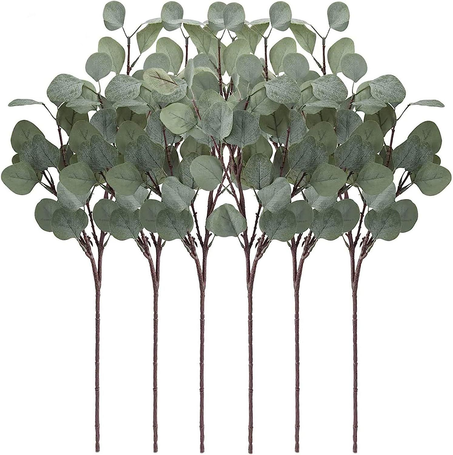 YOUZAN Artificial Eucalyptus Leaves Stems 6 Pcs Faux Silver Dollar Eucalyptus Leaf Branches in Gr... | Amazon (US)