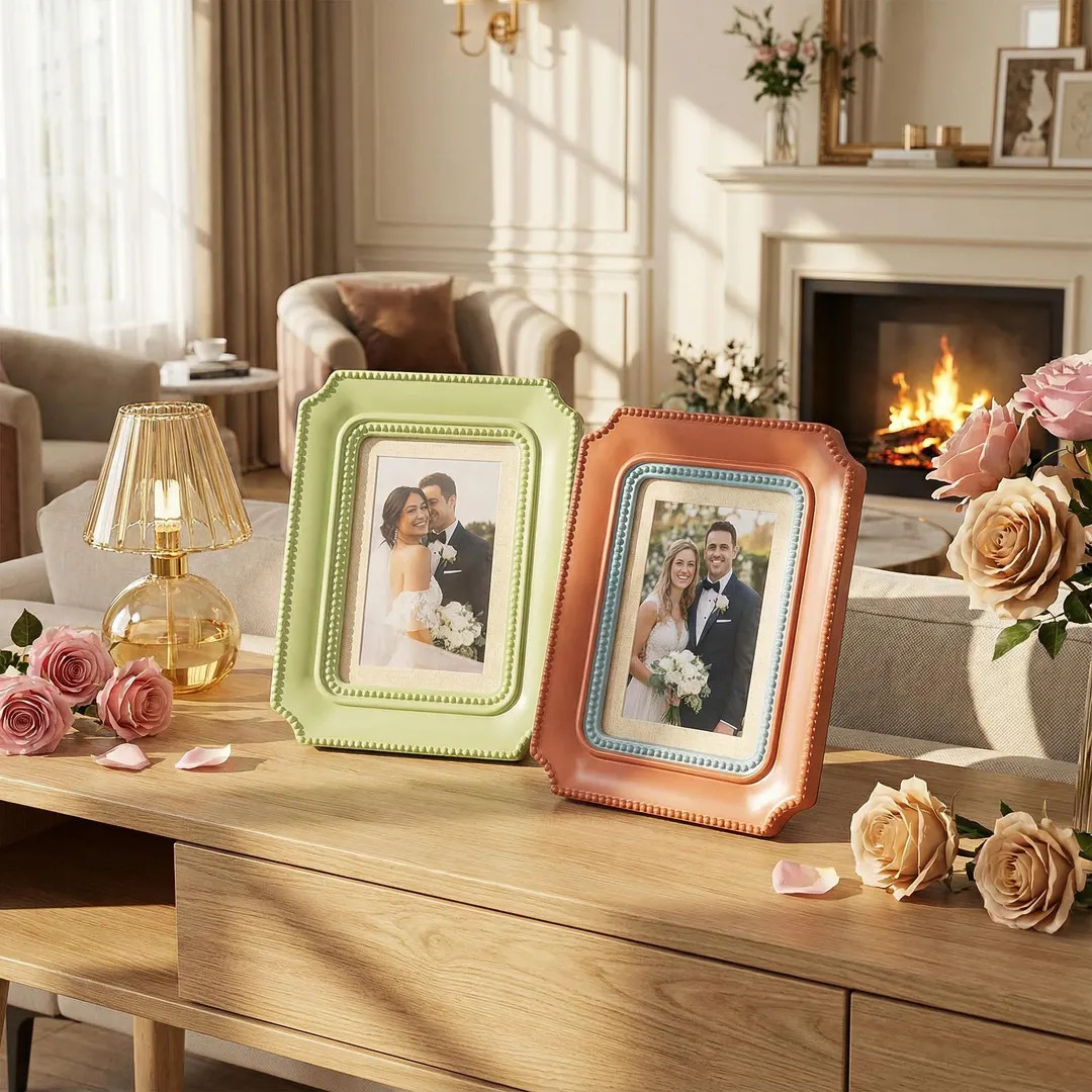 Colorful Beaded Beaded Picture Frame Set, 5x7 Photo Frame With 4x6 Mat, Pastel Tabletop Wall Fram... | Etsy (US)