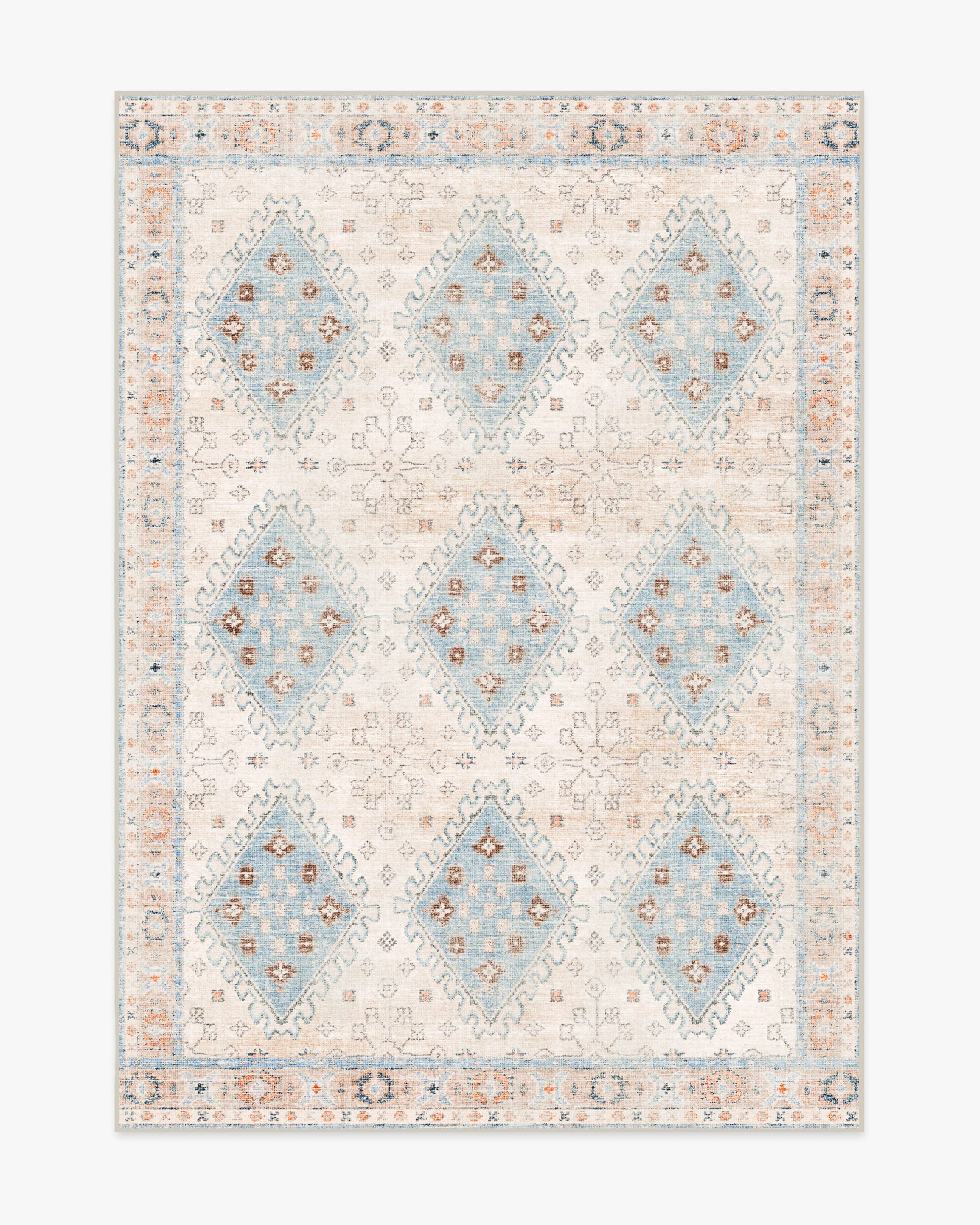 Zosia Cream & Light Blue Rug | Ruggable US | Ruggable