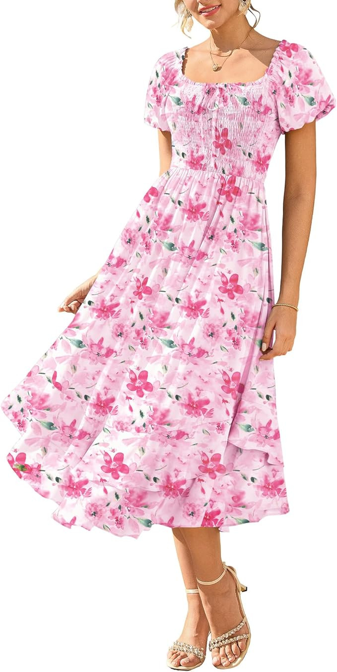 GRACE KARIN Womens Summer Floral Maxi Dress 2026 Flowy Wedding Guest Dress A Line Boho Dresses Fa... | Amazon (US)