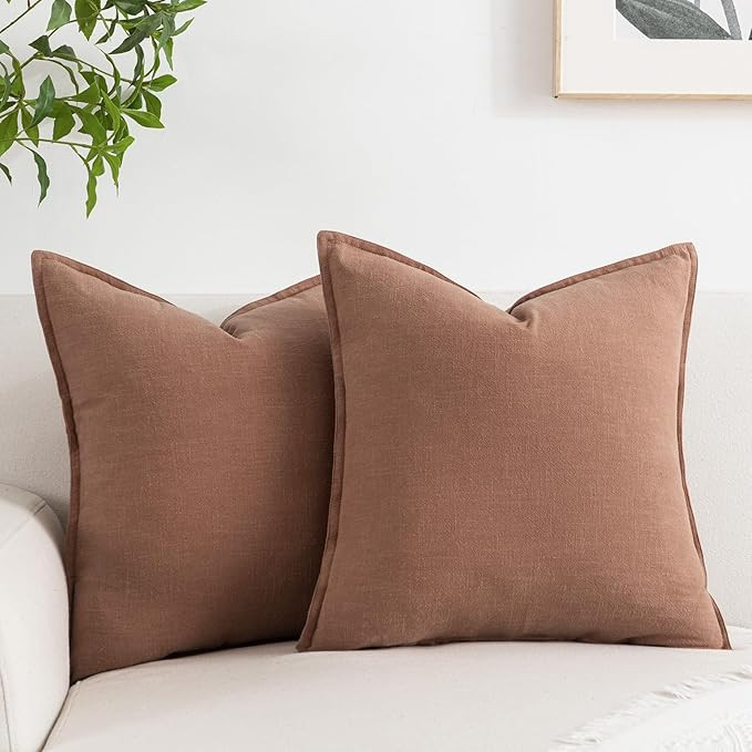 PANDICORN Rust Linen Throw Pillow Covers 20x20 Inch Natural Soft Modern Farmhouse Terracotta Fall... | Amazon (US)