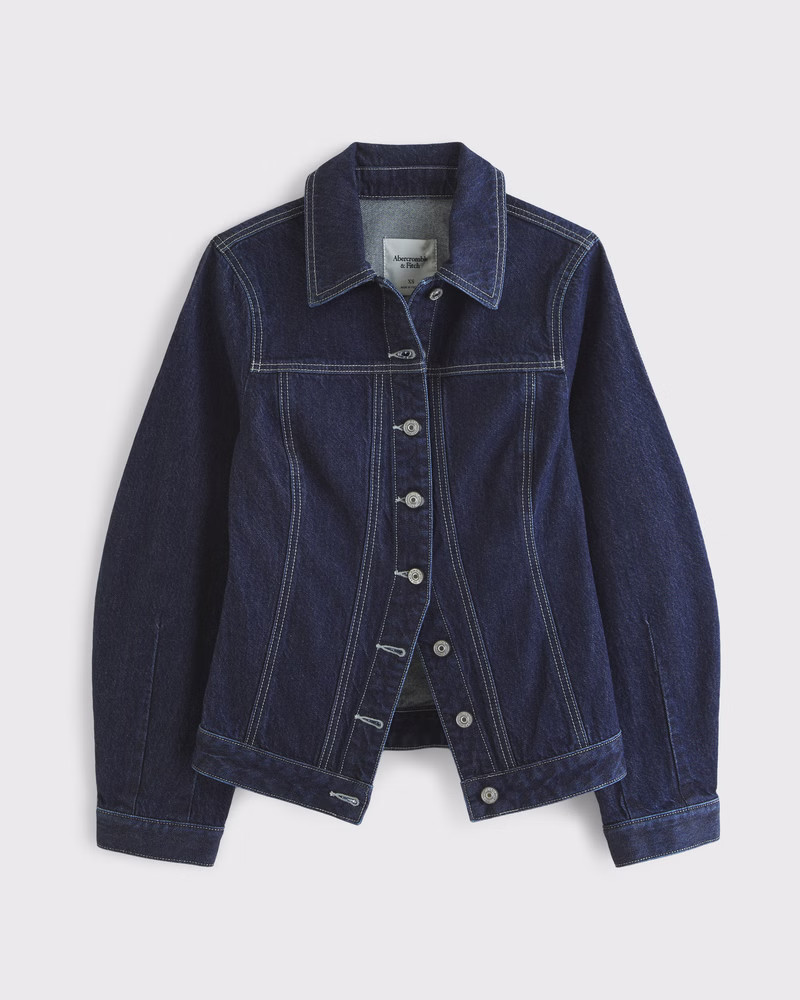 Slim Barrel Sleeve Denim Jacket | Abercrombie & Fitch (US)