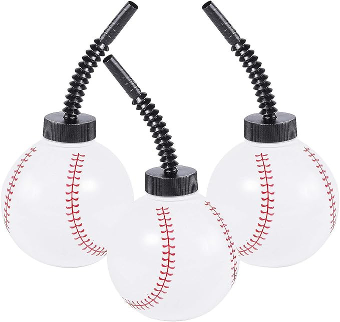 Fun Express Set of 8 Pieces Baseball Shaped Cups with Lids and Straws, BPA Free Plastic, Each Hol... | Amazon (US)