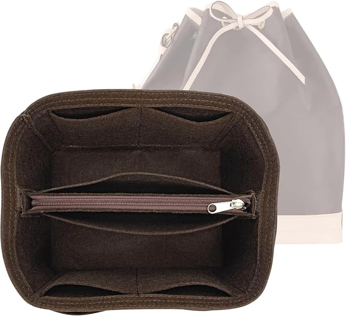 Purse Organizer Insert for LV Noe BB Bucket Bags,Tote Bag Organizer with zipper insert (Brown, Sm... | Amazon (US)