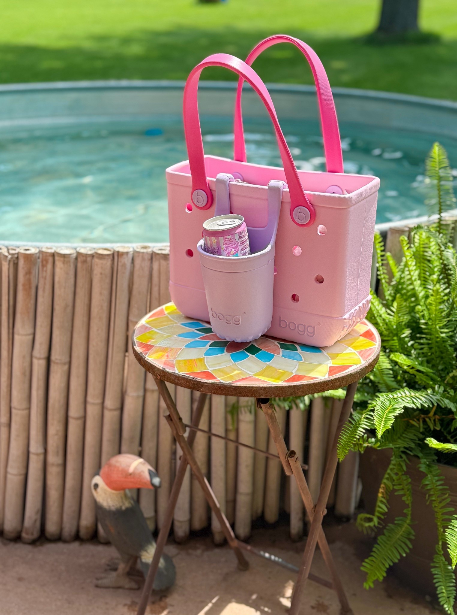 Love my Bitty Bogg Bag for summer! Perfect for pool days or for lugging around to tennis practices this summer. This color is called Pink Drink with the Haute Pink phone case, and I Lilac You a Lot bevy holder accessories. 🩷💜 

#LTKSeasonal #LTKSummerEdit #LTKSwim