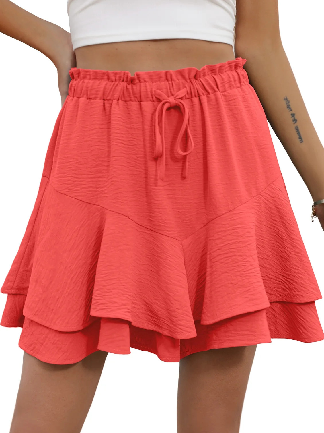 Cueply Womens Shorts Flowy Mini Tennis Skirt Ruffle Tiered Skorts Running Workout Sports Shorts | Walmart (US)
