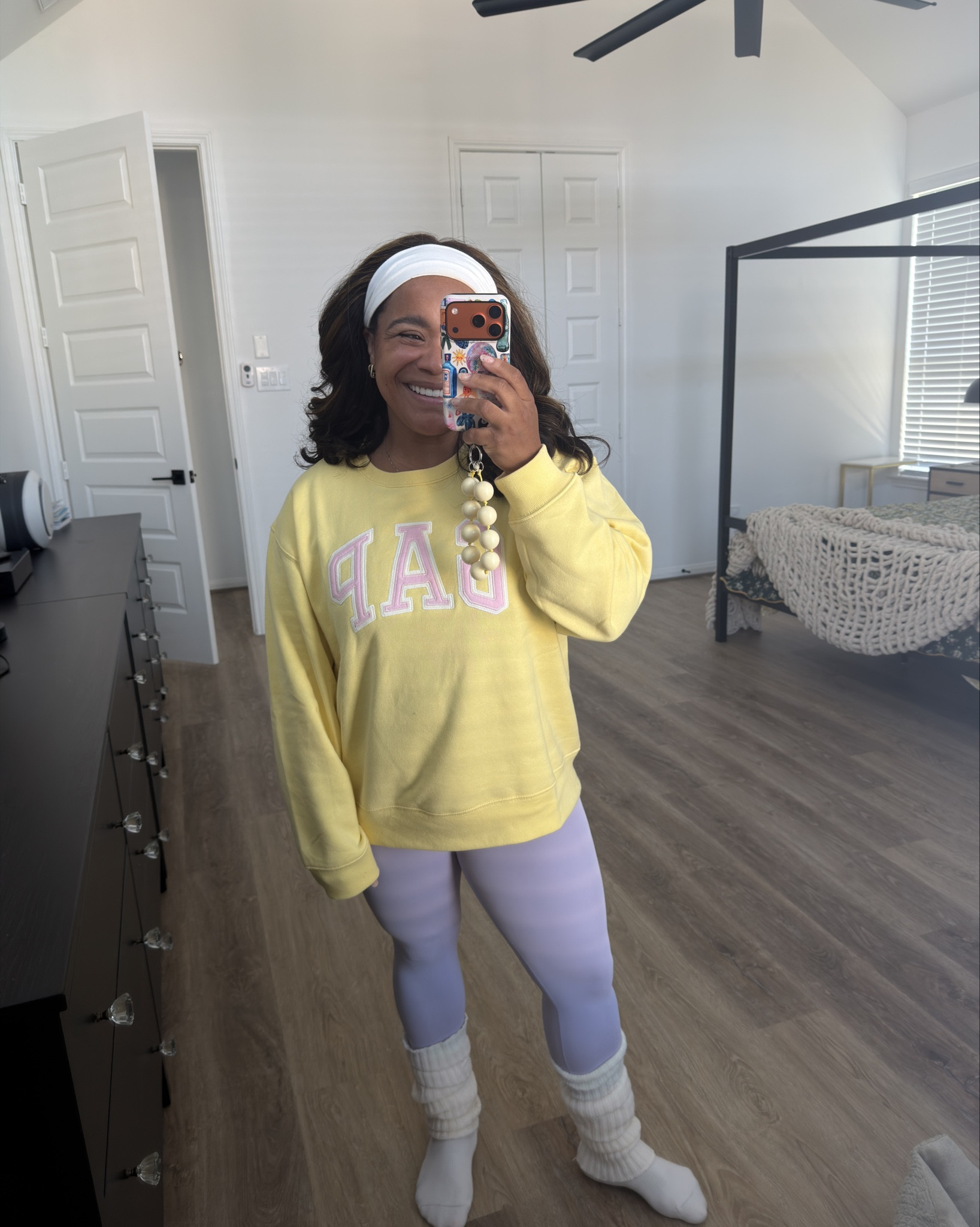 WALK OOTD: love this sweatshirt for spring! Wearing a large here and medium in the leggings and bike shorts 