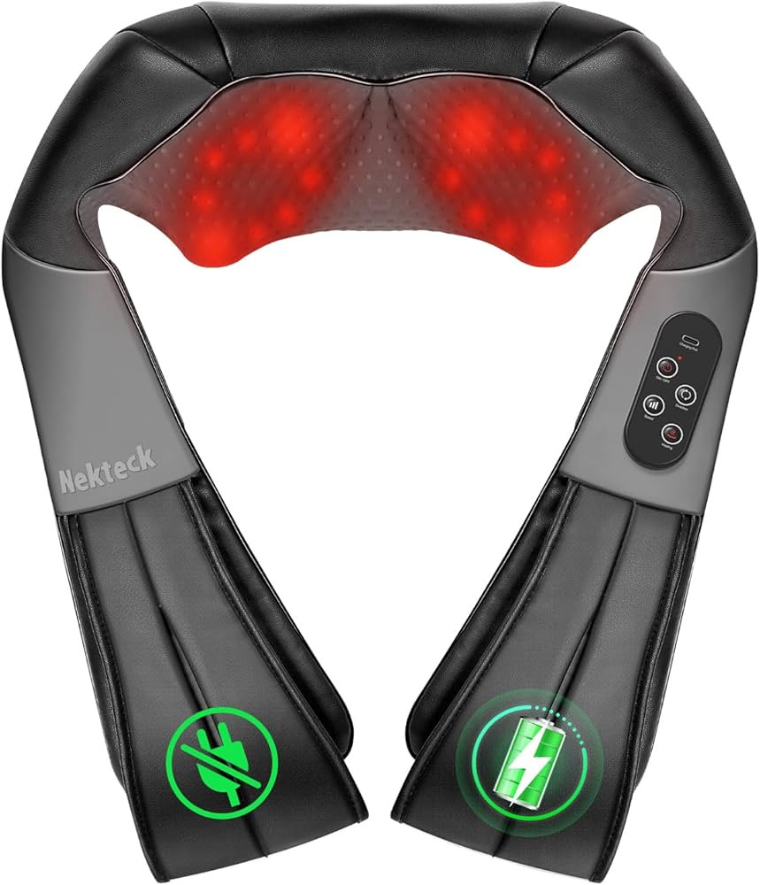 Nekteck Neck Back Massager with Heat, Cordless Shiatsu Shoulder Massager for Pain Relief Deep Tis... | Amazon (US)