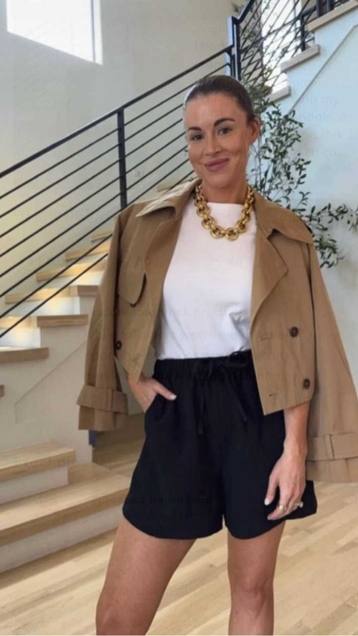 I had to get the black crepe shorts, too! Wearing a medium. Paired this look with my black Amazon sandals, a basic white tee, and this cute cropped trench coat! Wearing a small in the shirt and trench. 

Summer outfits
Spring outfits
Teacher outfits
Amazon shoes
Abercrombie
Aritzia

#LTKSeasonal #LTKootd #LTKWorkwear