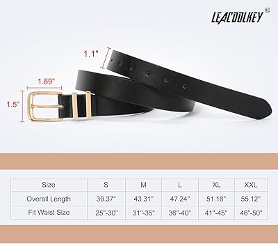 LEACOOLKEY 3 Pack Women's Leather Belts for Jeans Dress Pants Fashion Ladies Leather Belts with G... | Amazon (US)
