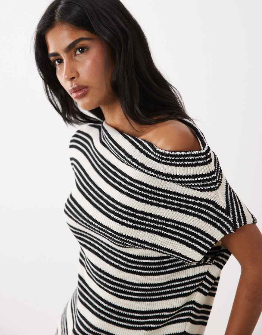 ASOS DESIGN sleeveless asymmetric top in black and white stripes-Multi | ASOS (Global)