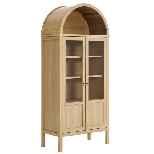 Modway Tessa Arched 71" Tall Storage Display Cabinet in Oak Wood Grain | Amazon (US)