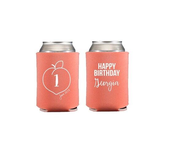 Peach birthday can coolers, Peach birthday party favor, Peach birthday favor, Peach first birthda... | Etsy (US)