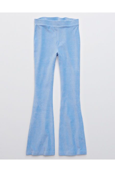 Aerie Groove-On Velour High Waisted Flare Pant Women's Blue Lion XL | American Eagle Outfitters (US & CA)