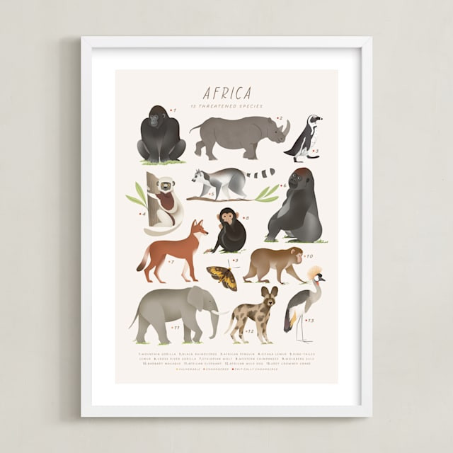 "Africa, endangered animals" - Open Edition Children's Art Print by Sabrin Deirani. | Minted