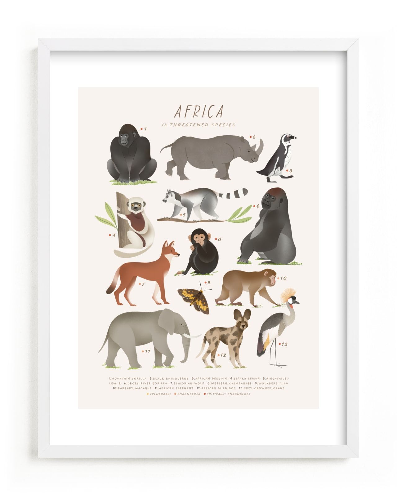 "Africa, endangered animals" - Open Edition Children's Art Print by Sabrin Deirani. | Minted