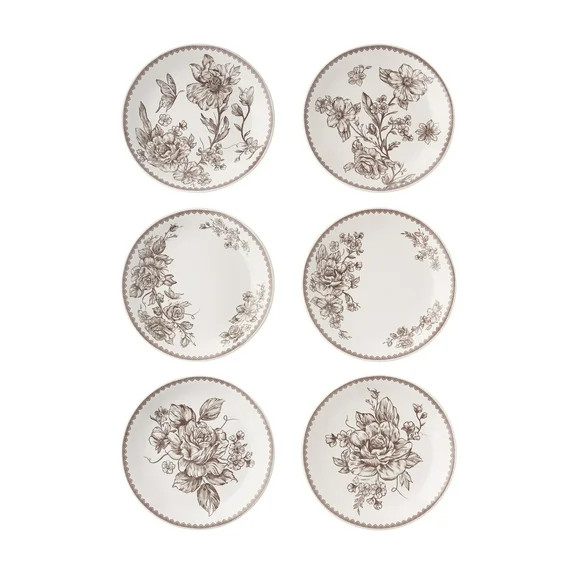 The Pioneer Woman Agatha Stoneware Appetizer Plate, Brown, Set of 6 | Walmart (US)