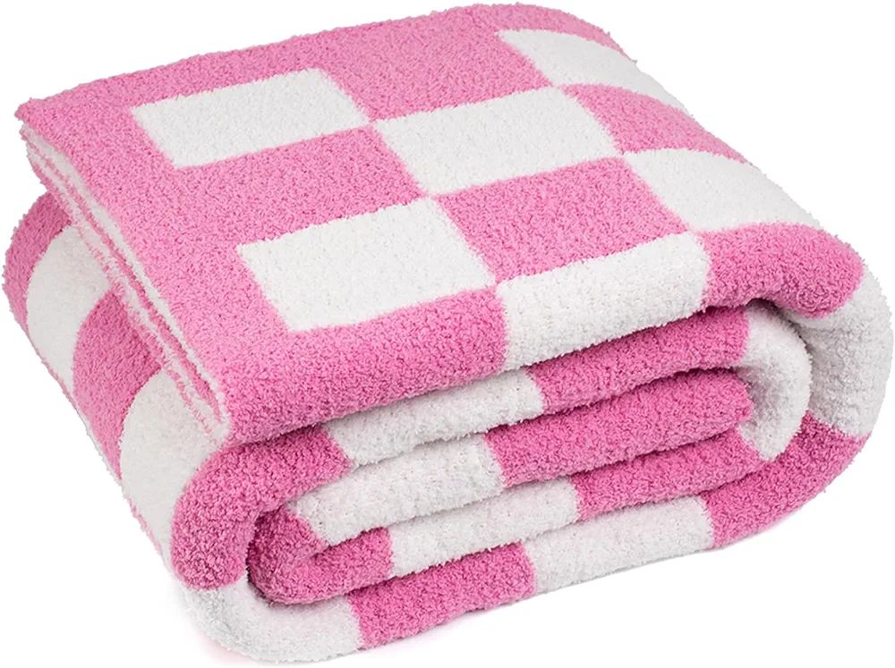 Carriediosa Ultra Soft Checkered Throw Blanket 50" X 60", Microfiber Fuzzy Fluffy Checkerboard Cu... | Amazon (US)