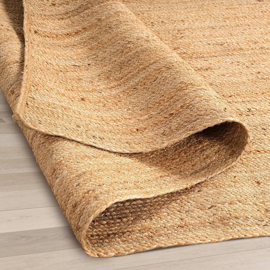 GRUHUM Jute Area Rug 8'x10'ft Natural Fiber Handwoven Solid Braided Farmhouse Rug Boho Reversible... | Amazon (US)