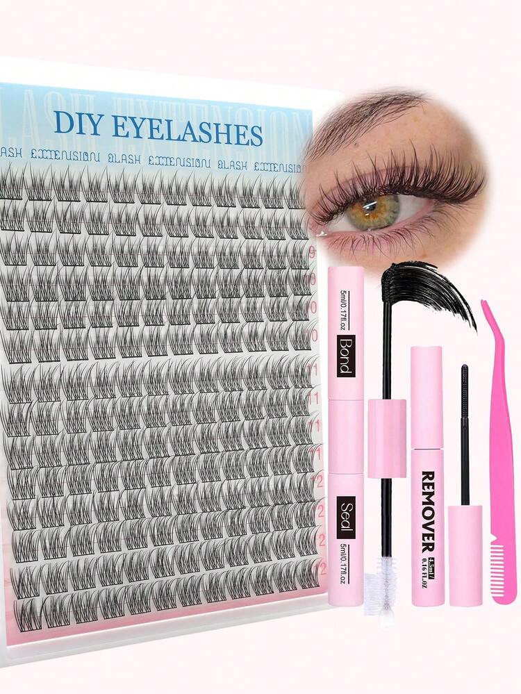 DIY Eyelash Extension Kit 168pcs Individual Lashes Cluster D Curl, 9-12mm Mix Lash Clusters With Lash Bond And Seal And Lash Applicator Tool For Self Application At Home Lash Clusters Kit, Lashes, Eyelashes, Fake Lashes
4.88
(1000+)
 | SHEIN