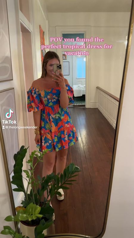 Tropical vacation anyone?! This print is perfect for summer and I am wearing a medium! 

Vacation outfit, vacation dress, mini dress, summer dress, beach outfit, blue dress, dress, wedding guest dress 

#LTKtravel #LTKwedding #LTKstyletip