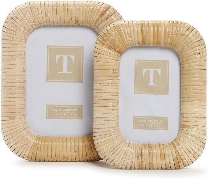 Two's Company Woven Rattan Set of 2 Photo Frame, Includes 2 Sizes, 4x6 and 5x7 Inches, Rattan, Ho... | Amazon (US)