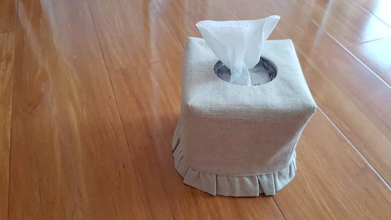 Linen Tissue Box Cover Natural Linen Ruffled Tissue Box | Etsy | Etsy (US)