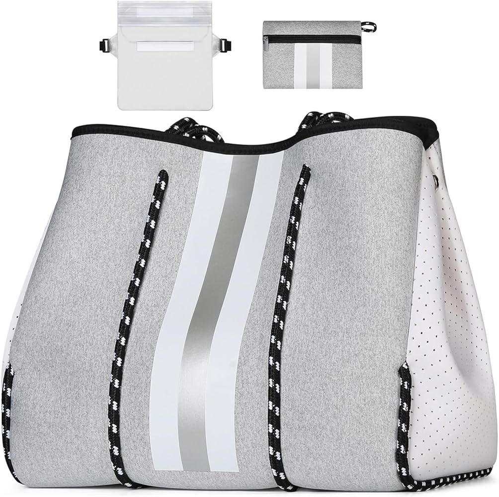 IBFUN Neoprene Bag, Large Multipurpose Beach Bag Neoprene Tote Bag with Inner Pocket for Women/Po... | Amazon (US)
